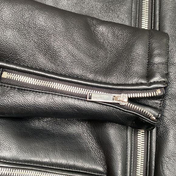 Zara Man Fleece Lined Vegan Leather Jacket with Silver Zipper Hardware - Picture 15 of 17